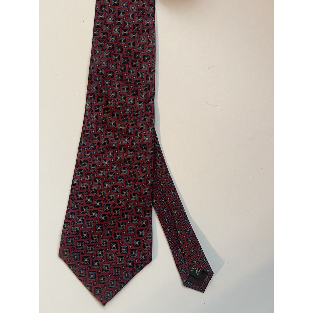 Lauren Ralph Lauren Red Maroon Blue Green Geometric‎ Men's Silk Tie